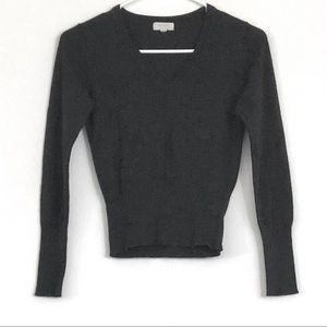 Forever21 V-neck Thin Sweater Dark Gray